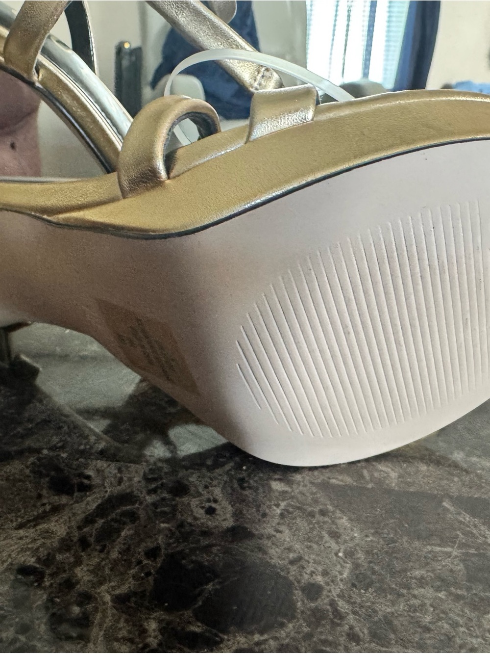 GUESS Gold Strappy Ankle‑Tie Heels - Picture 3 of 4